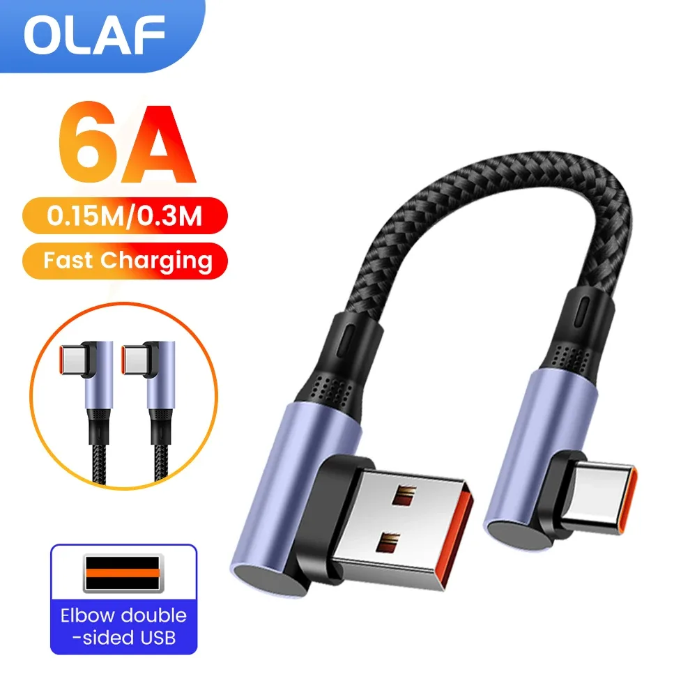 Câble USB-C vers USB-C 6A Coudé à 90° - Charge Rapide - Image 1