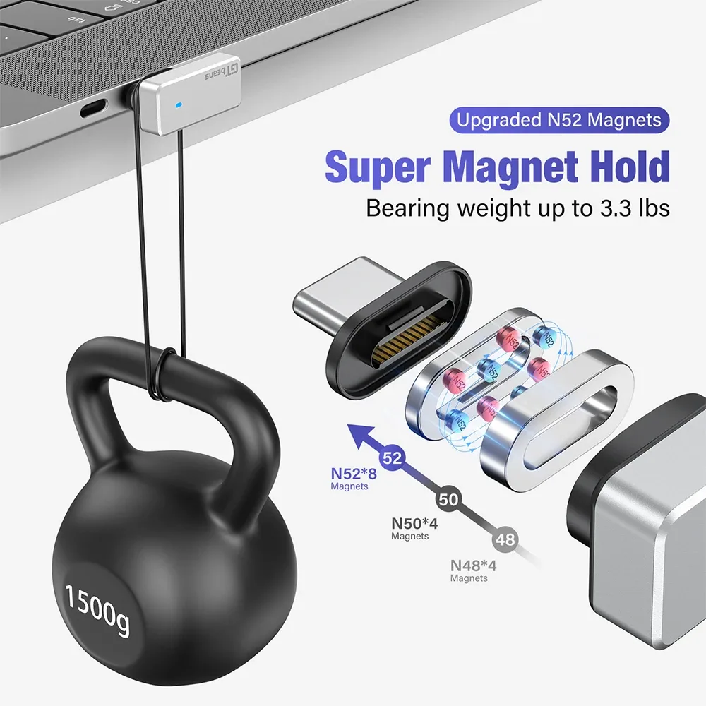 Adaptateur Magnétique USB4 / Thunderbolt 3 (USB-C) - 40Gbps, 240W, 8K@60Hz - Image 3