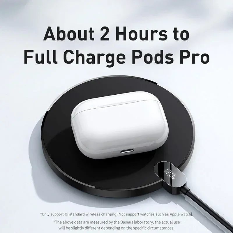 Chargeur sans fil Baseus 15W avec affichage LED pour iPhone, Samsung et AirPods - Image 3