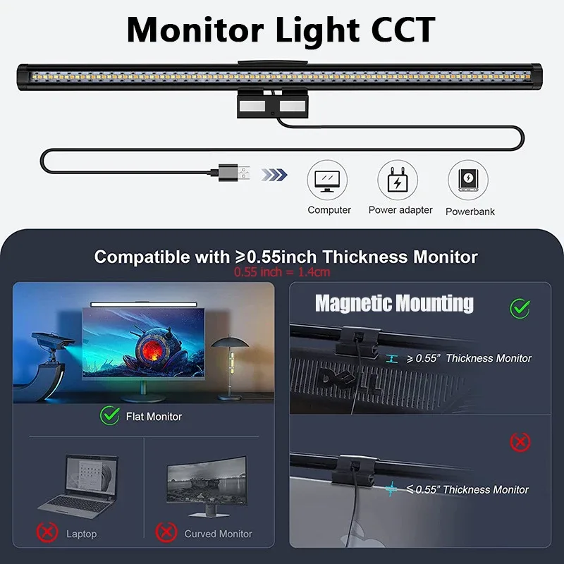 Barre lumineuse LED pour écran avec télécommande et protection oculaire - 44 cm - Image 4