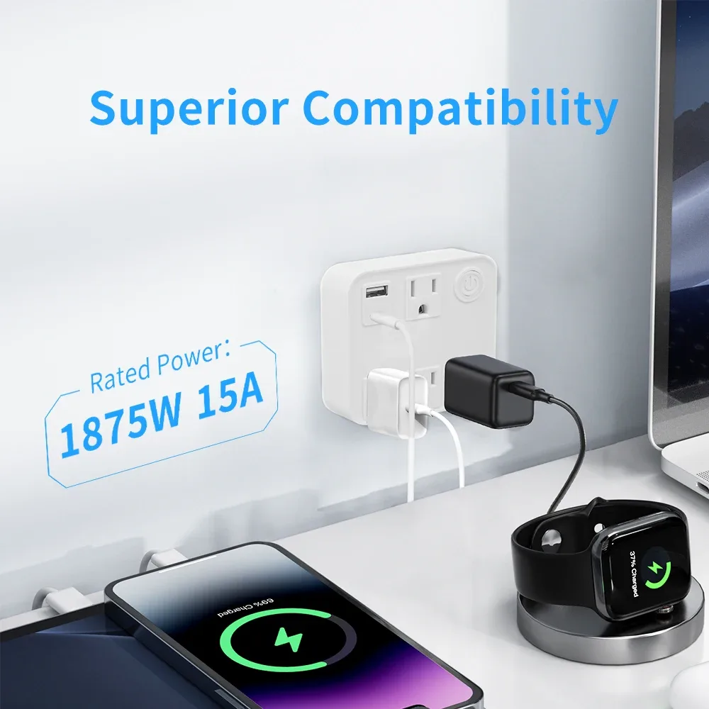 Multiprise connectée WiFi Tuya avec suivi de consommation, compatible Alexa et Google Home - Image 4