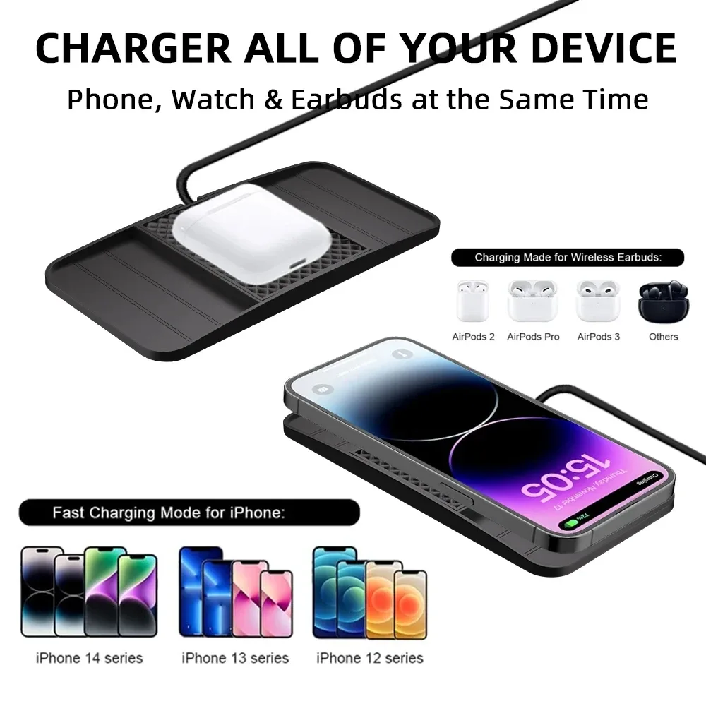 Chargeur sans fil rapide 15W avec tapis antidérapant pour voiture - Image 4