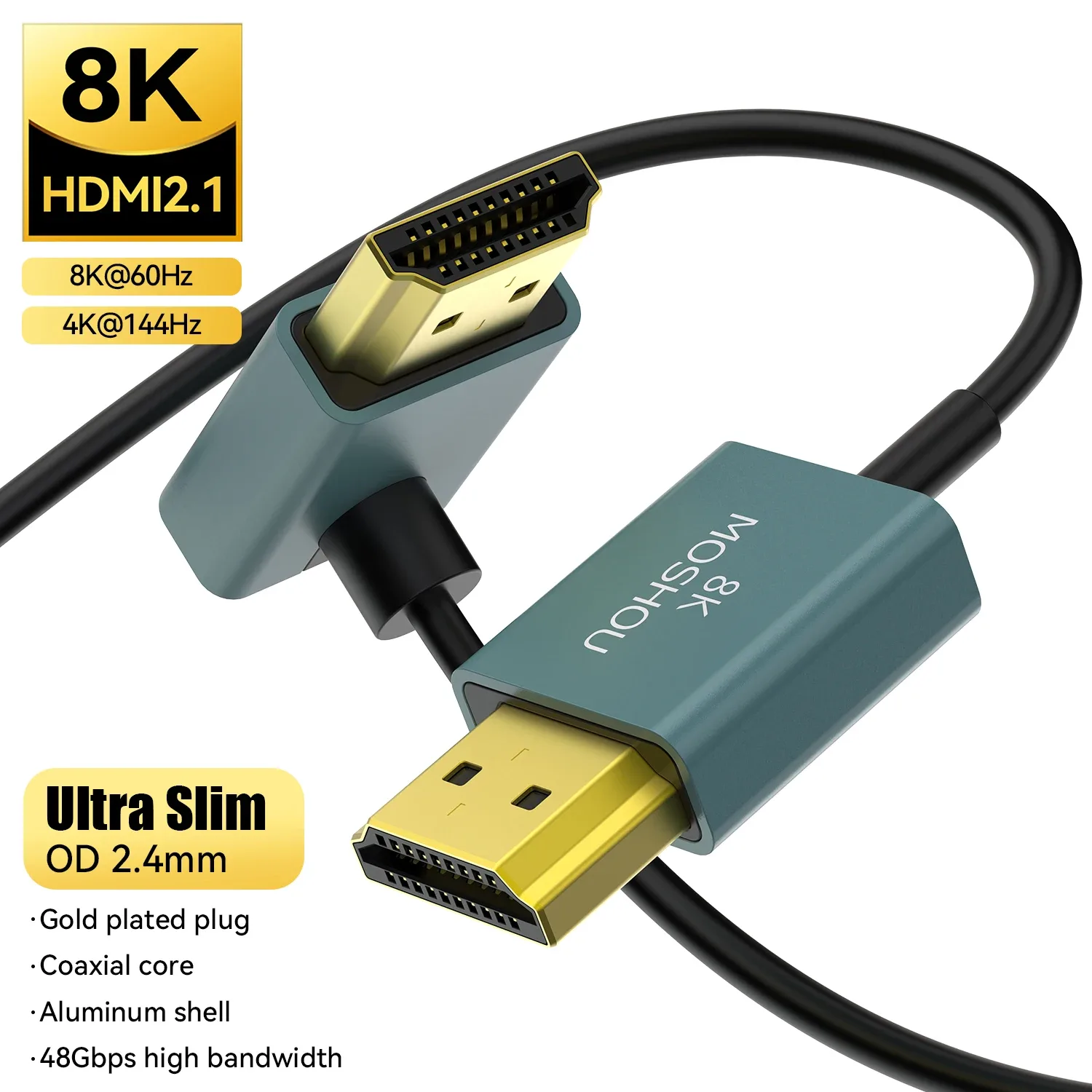 Câble HDMI 2.1 MOSHOU Ultra Mince et Flexible - 8K@60Hz, 4K@120Hz, 48 Gbps - Image 1