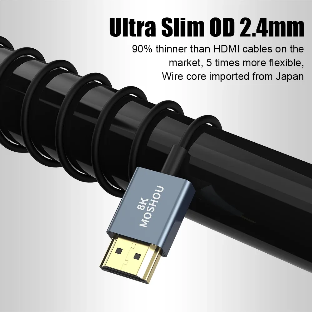 Câble HDMI 2.1 MOSHOU Ultra Mince et Flexible - 8K@60Hz, 4K@120Hz, 48 Gbps - Image 3