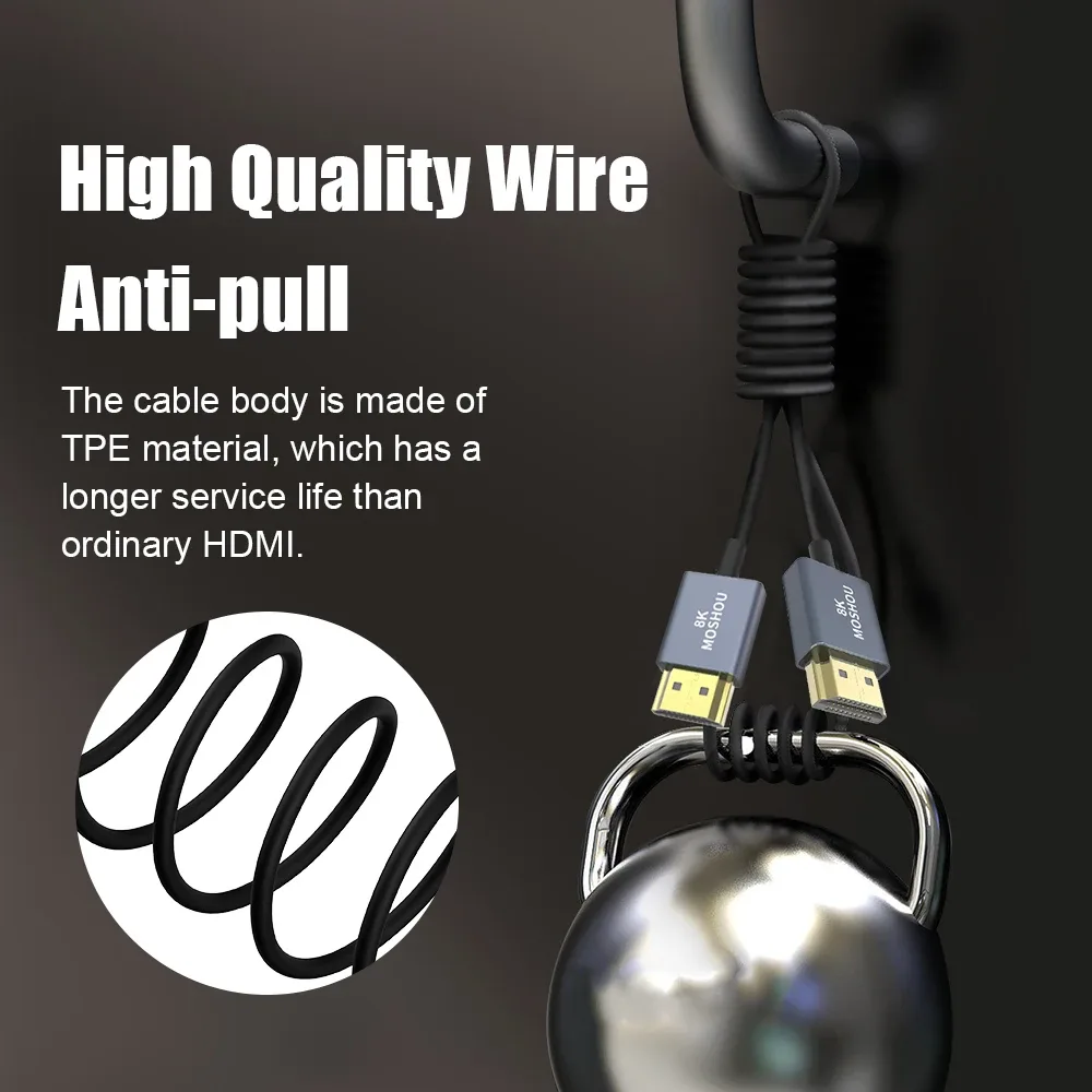 Câble HDMI 2.1 MOSHOU Ultra Mince et Flexible - 8K@60Hz, 4K@120Hz, 48 Gbps - Image 5