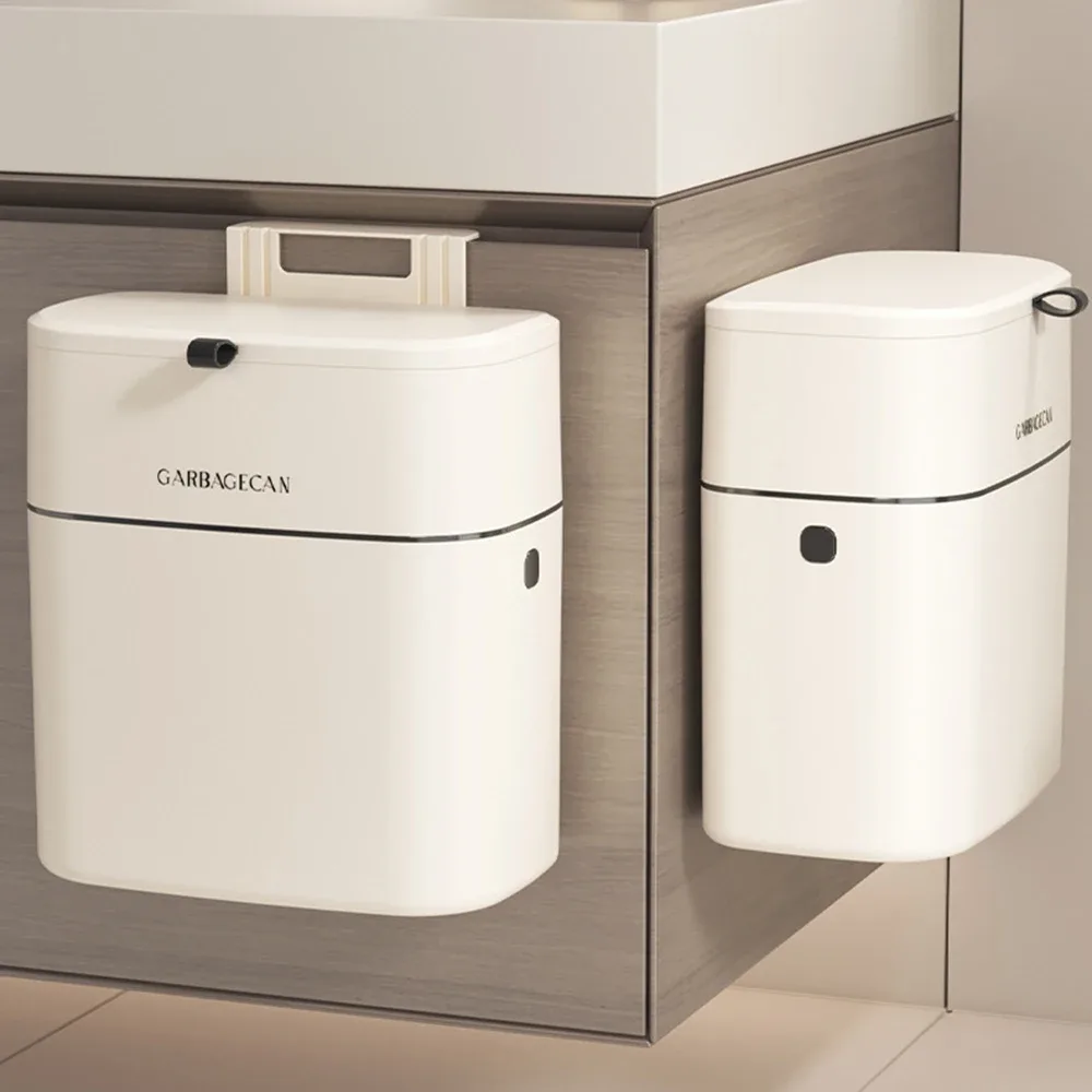 Poubelle de cuisine murale 8L avec couvercle - Fixation sans perçage - Image 1