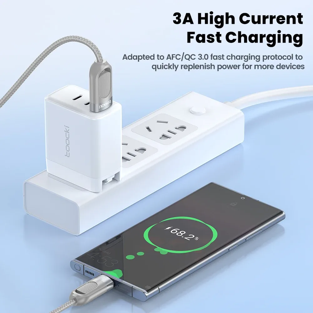 Toocki Câble USB-A vers USB-C 3A Charge Rapide, Tressé et Extensible, 1,5 m - Image 2