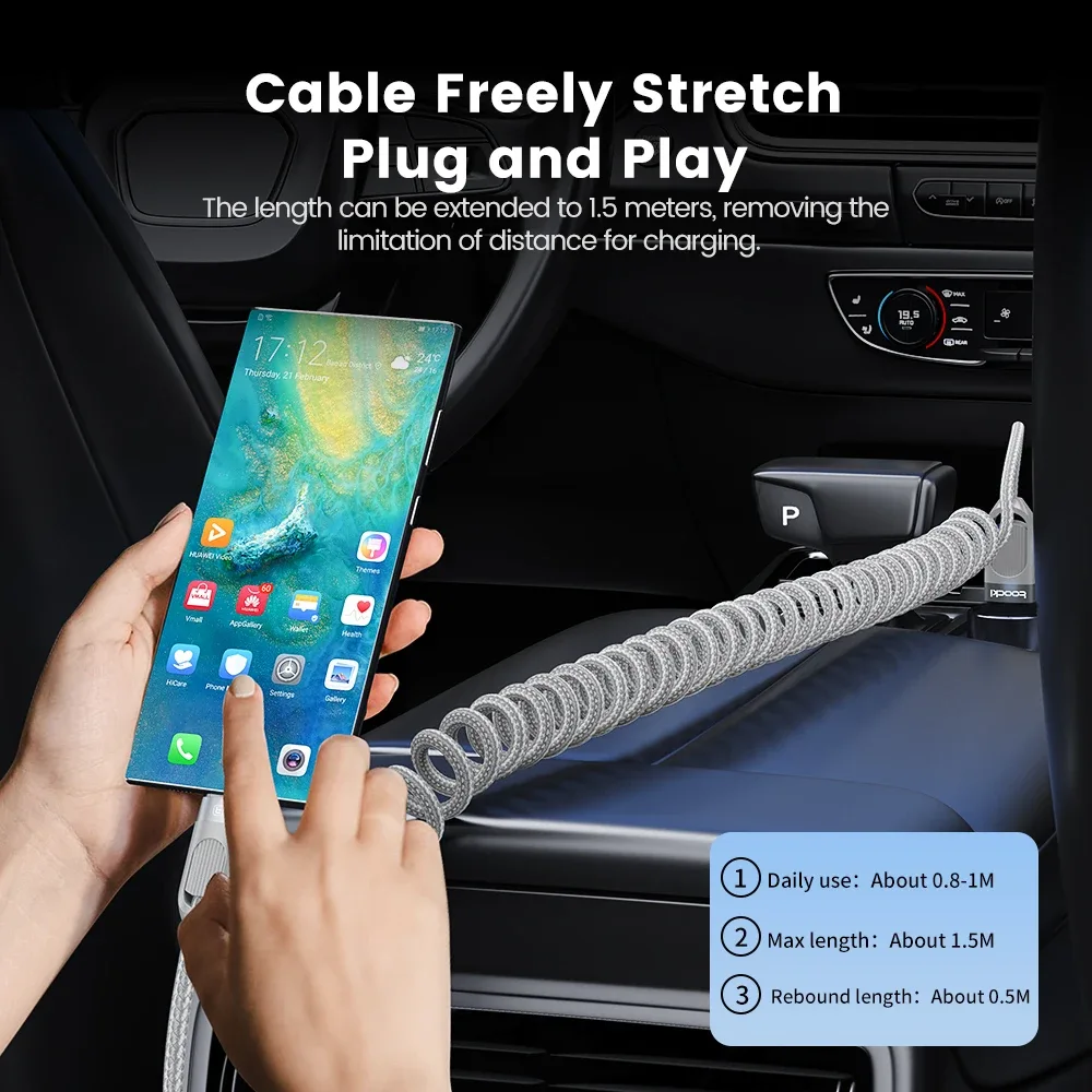 Toocki Câble USB-A vers USB-C 3A Charge Rapide, Tressé et Extensible, 1,5 m - Image 3