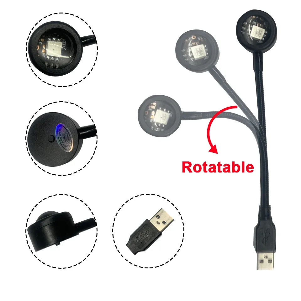 Veilleuse LED USB d'ambiance pour chambre, salon et décoration de fête 4