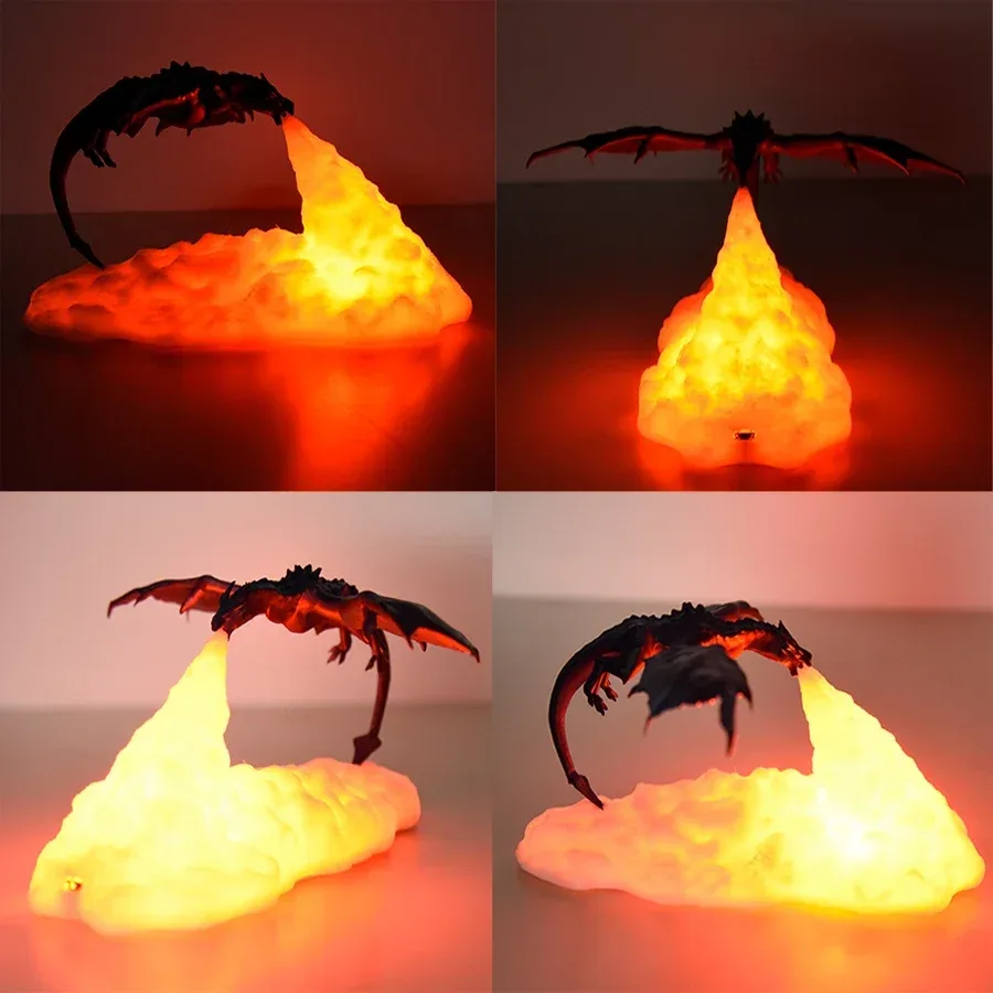 Lampe LED Dragon de feu à impression 3D - Rechargeable USB - Image 6