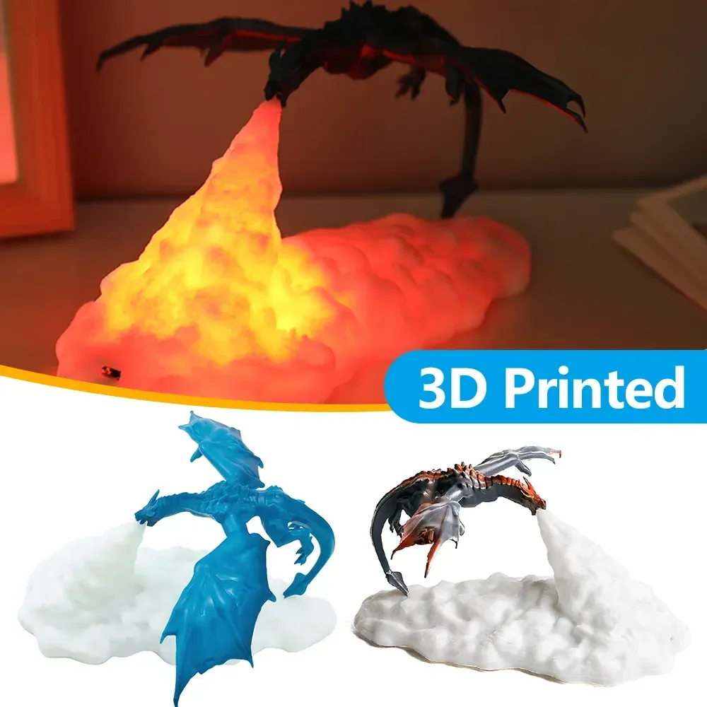 Lampe LED Dragon de feu à impression 3D - Rechargeable USB - Image 3