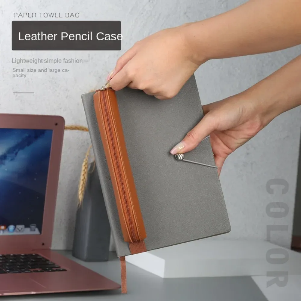 Étui porte-stylo en cuir PU avec bande élastique pour carnet - Image 2