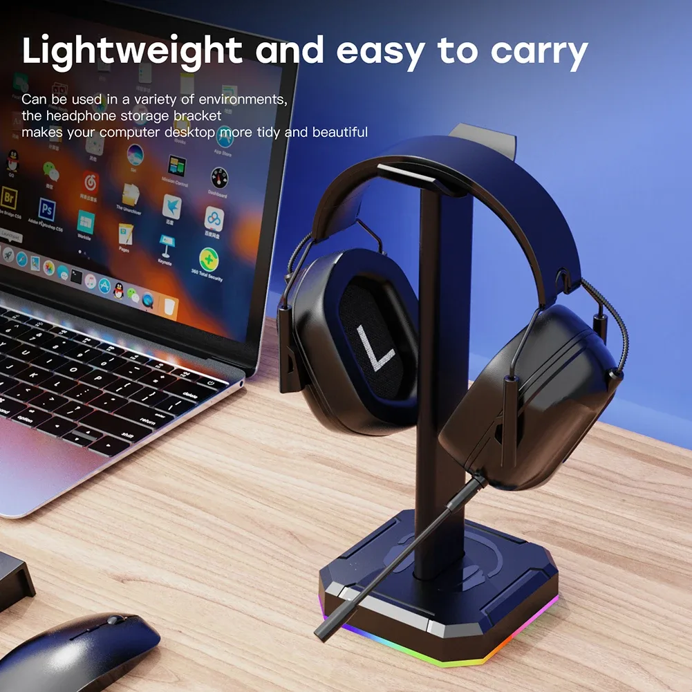 Support universel en aluminium pour casque et smartphone avec éclairage RVB - Image 2