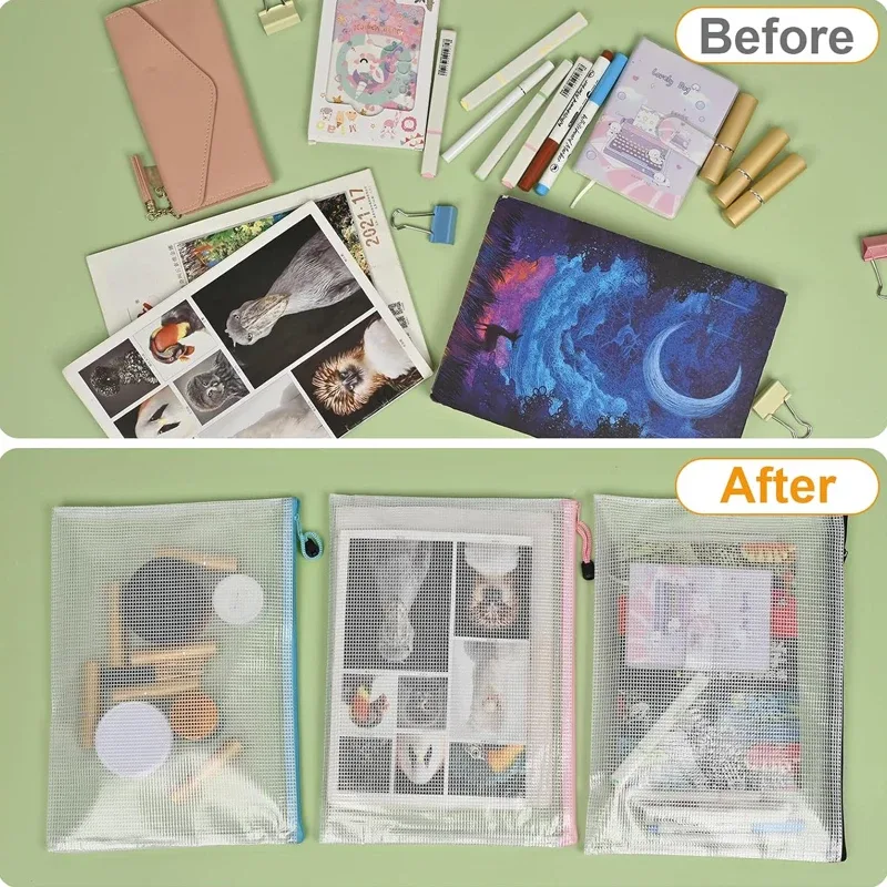 Lot de 10 pochettes à documents zippées en maille imperméable - Formats A4 et A5 - Image 6