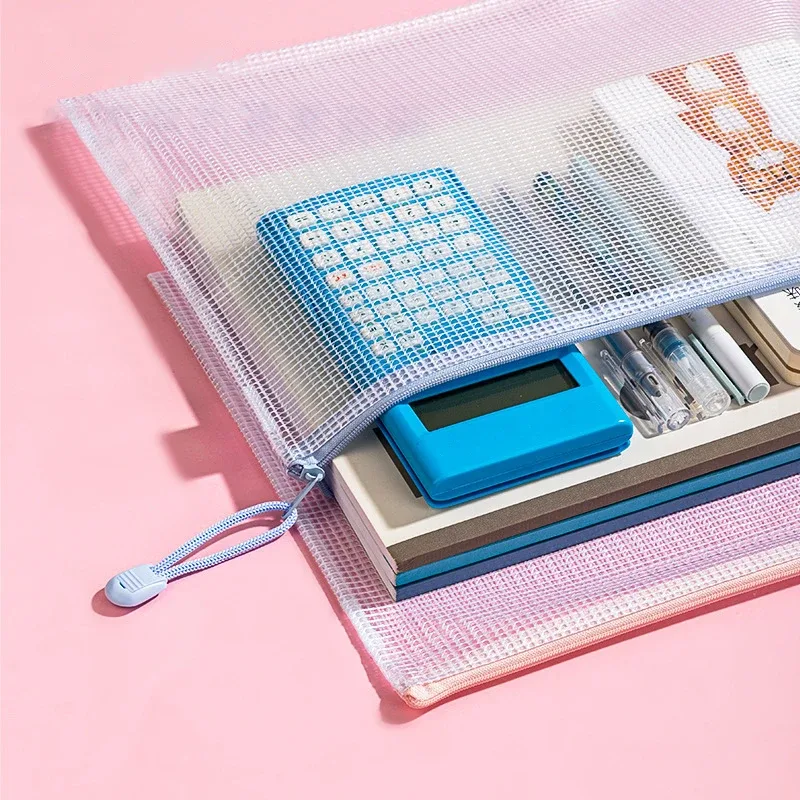 Lot de 10 pochettes à documents zippées en maille imperméable - Formats A4 et A5 - Image 2