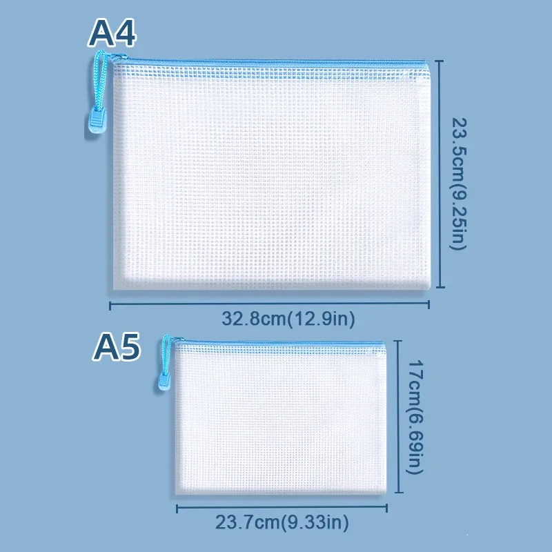 Lot de 10 pochettes à documents zippées en maille imperméable - Formats A4 et A5 - Image 5