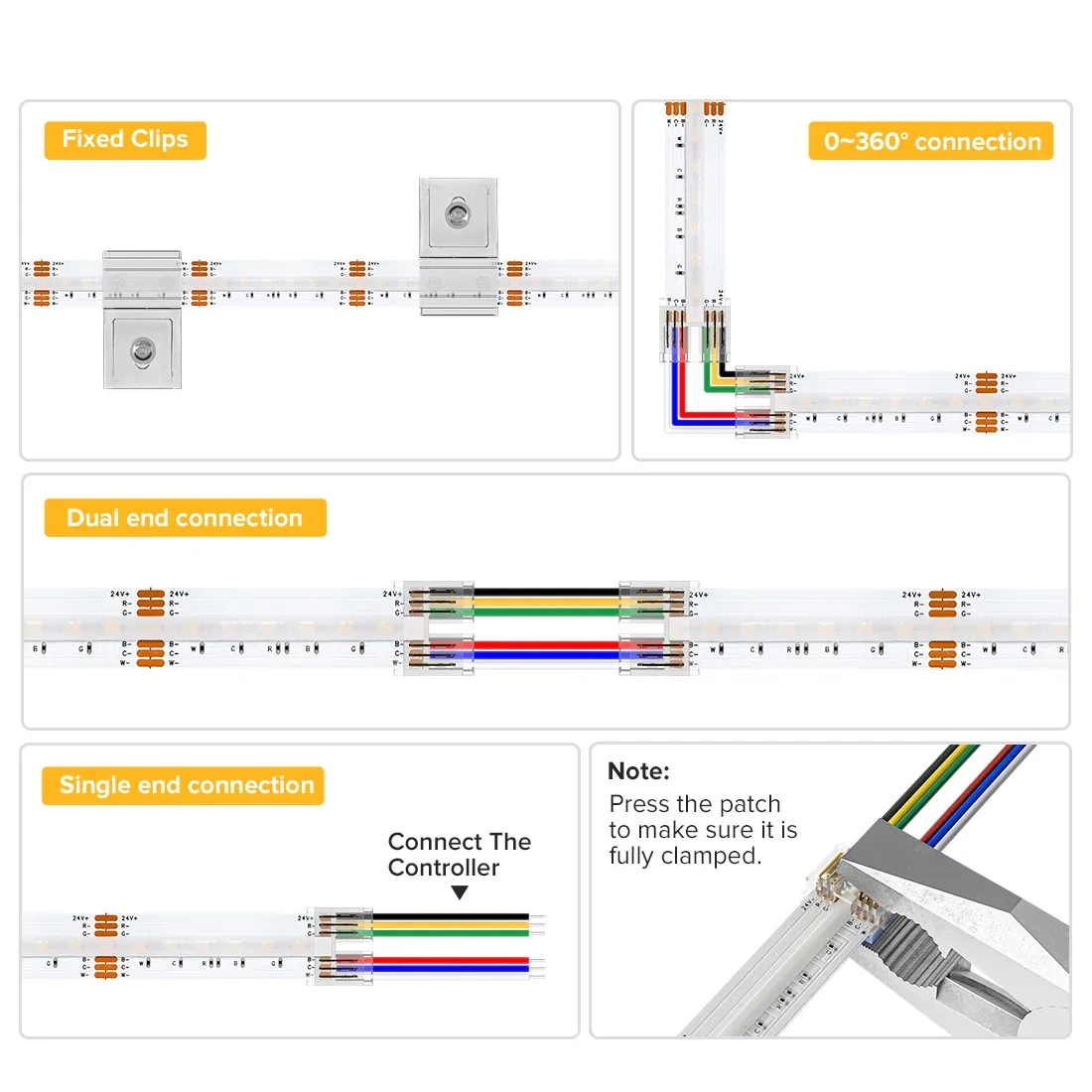 Ruban LED FCOB RGBCCT Flexible Haute Densité - 840 LED/m - 24V 16W/m - IRC90 - 12mm - Image 5