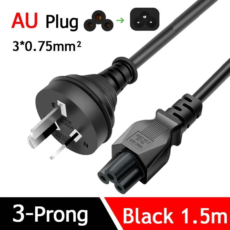 Câble d'alimentation secteur 1,5 m - Prise EU/US/AU/UK vers C5 pour ordinateur portable et moniteur LCD - Image 4