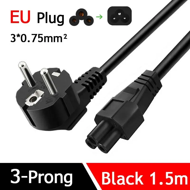 Câble d'alimentation secteur 1,5 m - Prise EU/US/AU/UK vers C5 pour ordinateur portable et moniteur LCD - Image 2