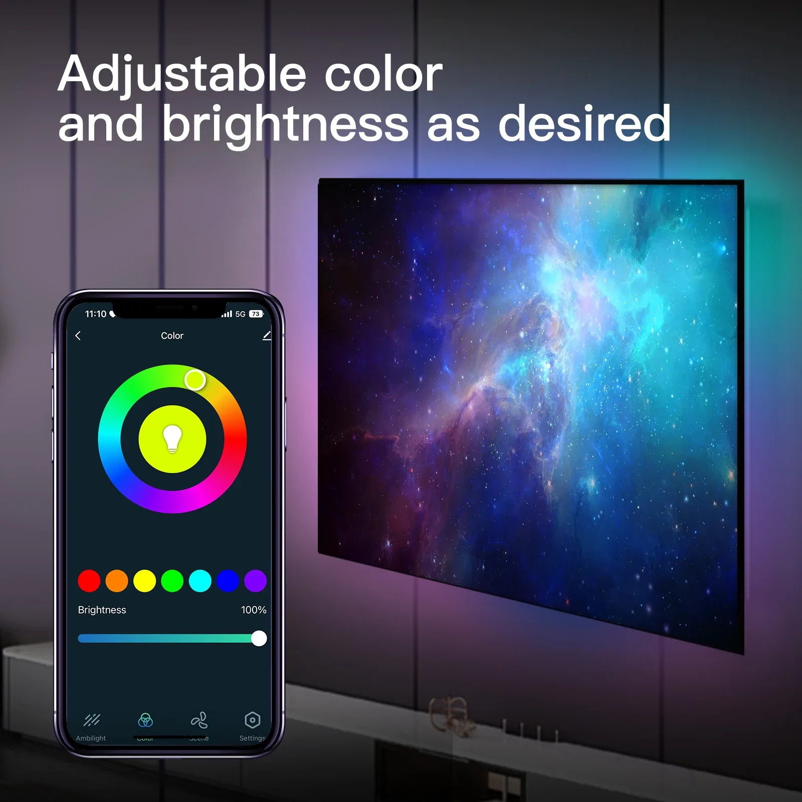 MOES Kit de Rétroéclairage TV Intelligent avec Boîtier de Synchronisation HDMI 2.0 et Ruban LED - Image 3