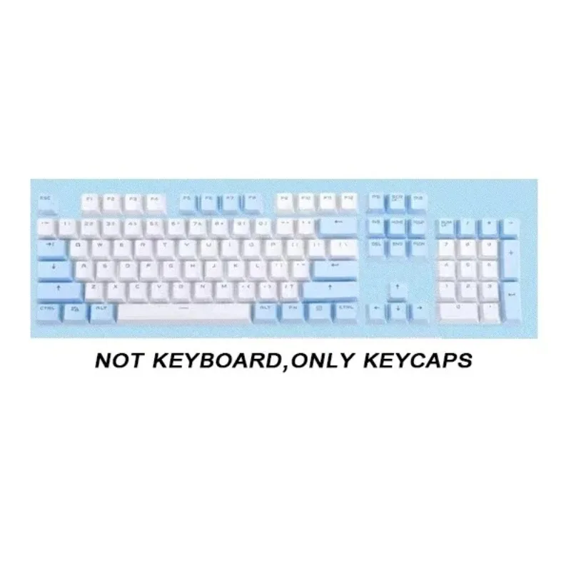 Set de 104 touches PBT double injection - Profil OEM - Blanc et Cyan - Rétroéclairé 15