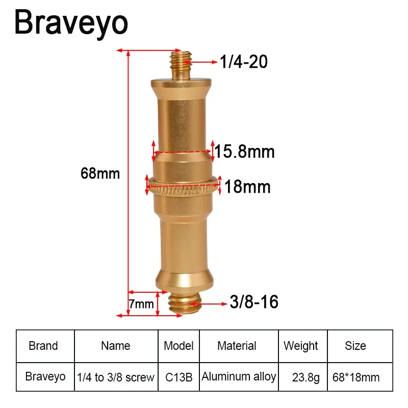 Adaptateur à vis 1/4" vers 3/8" pour support de flash et trépied - Image 4