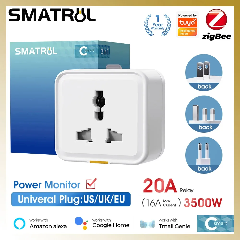 Prise Connectée Zigbee Tuya 20A 3500W - Adaptateur Universel avec Suivi de Consommation - Image 1
