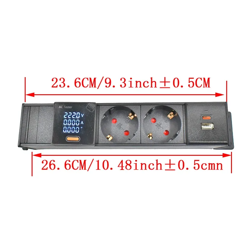 Multiprise PDU C14 pour rack réseau avec prises EU, voltmètre et port USB-C 15W 14