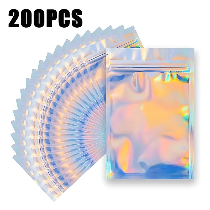 Pochettes d'emballage holographiques à fermeture zip pour bijoux et accessoires - Image 1
