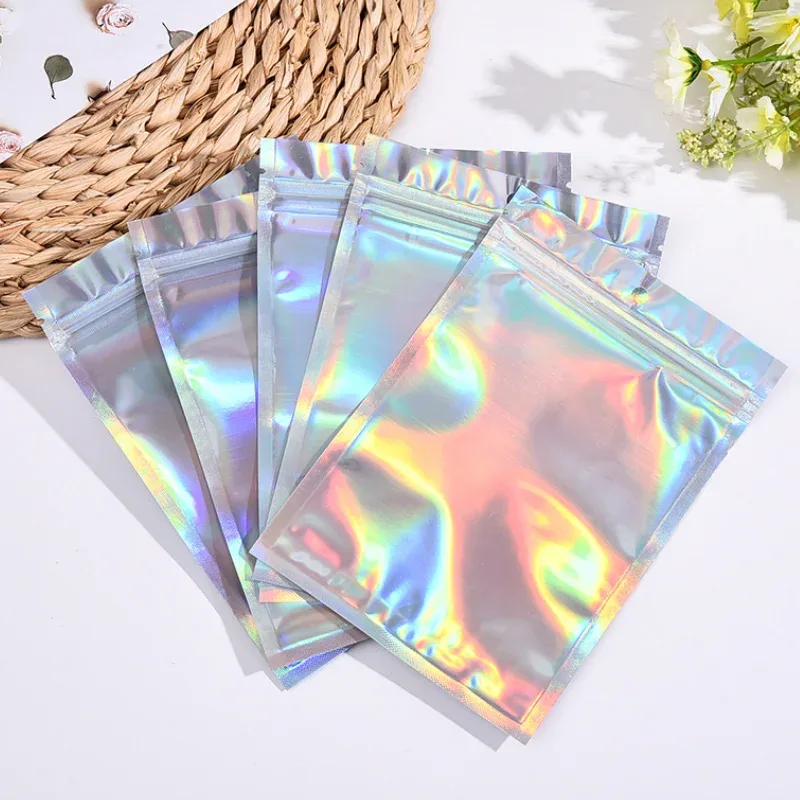 Pochettes d'emballage holographiques à fermeture zip pour bijoux et accessoires - Image 2