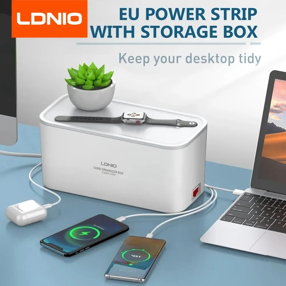LDNIO Boîtier Multiprise Parafoudre avec 3 Ports USB et Rallonge 2m - Image 1