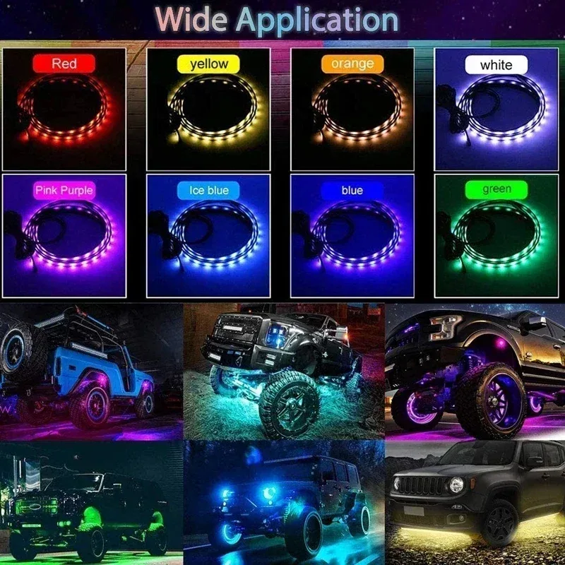Bande LED flexible pour voiture - Éclairage d'ambiance RGB avec contrôle par application et télécommande - Image 5