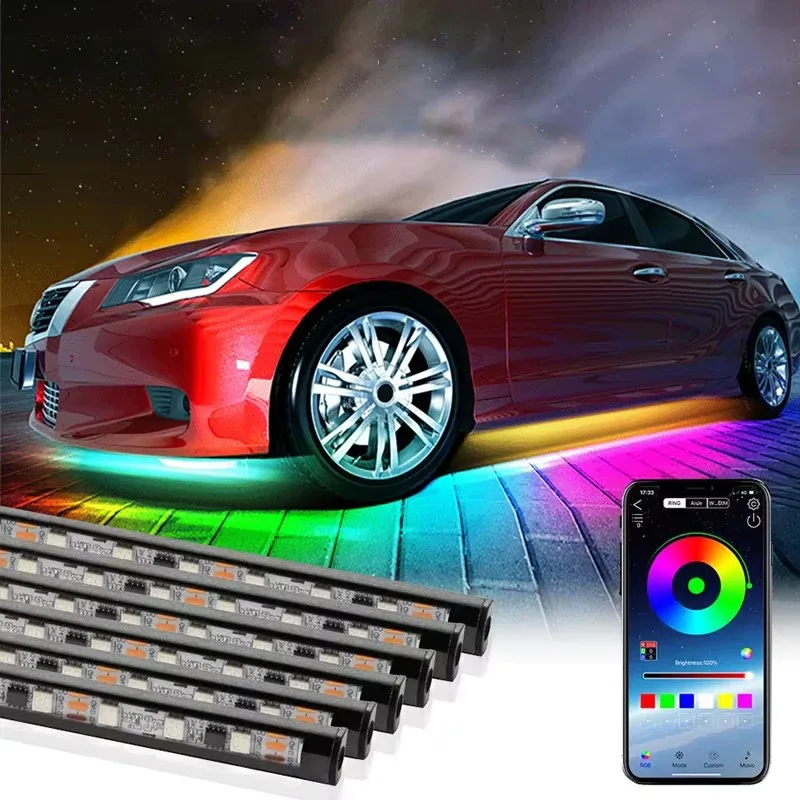 Bande LED flexible pour voiture - Éclairage d'ambiance RGB avec contrôle par application et télécommande - Image 2