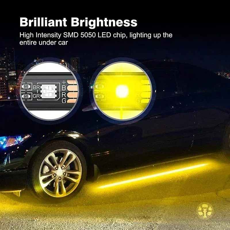 Bande LED flexible pour voiture - Éclairage d'ambiance RGB avec contrôle par application et télécommande - Image 3