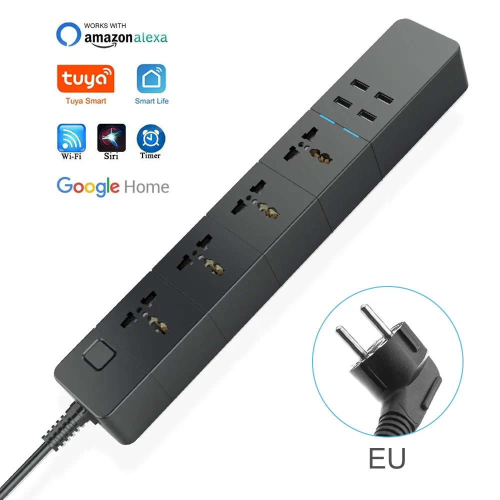 Multiprise intelligente Wi-Fi universelle avec 4 prises et 4 ports USB (16A) 16