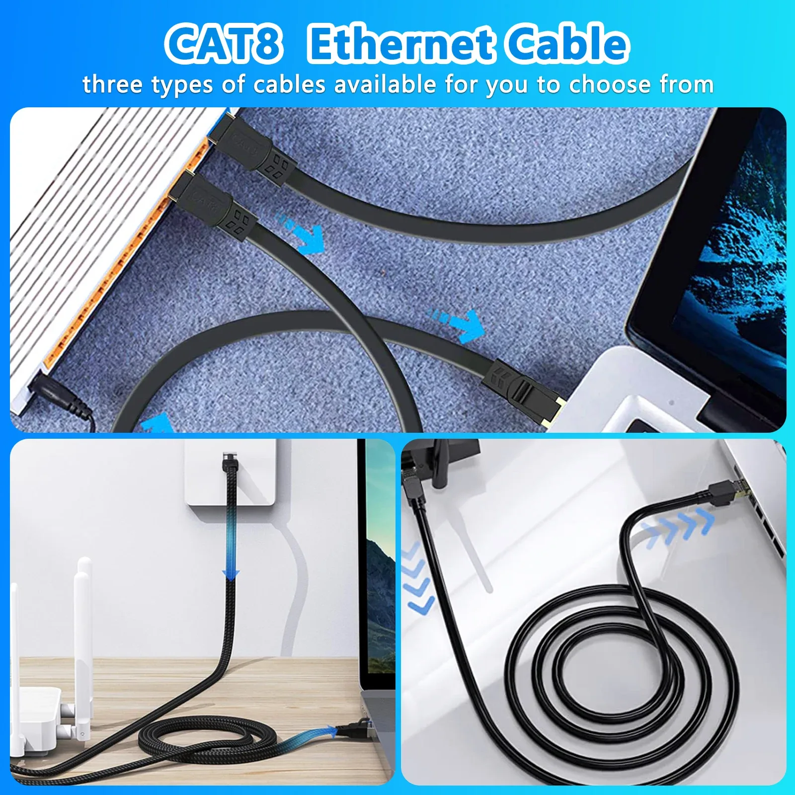 Câble Ethernet Cat 8 Haute Vitesse, 40 Gbit/s, 2000 MHz, RJ45 - Image 5