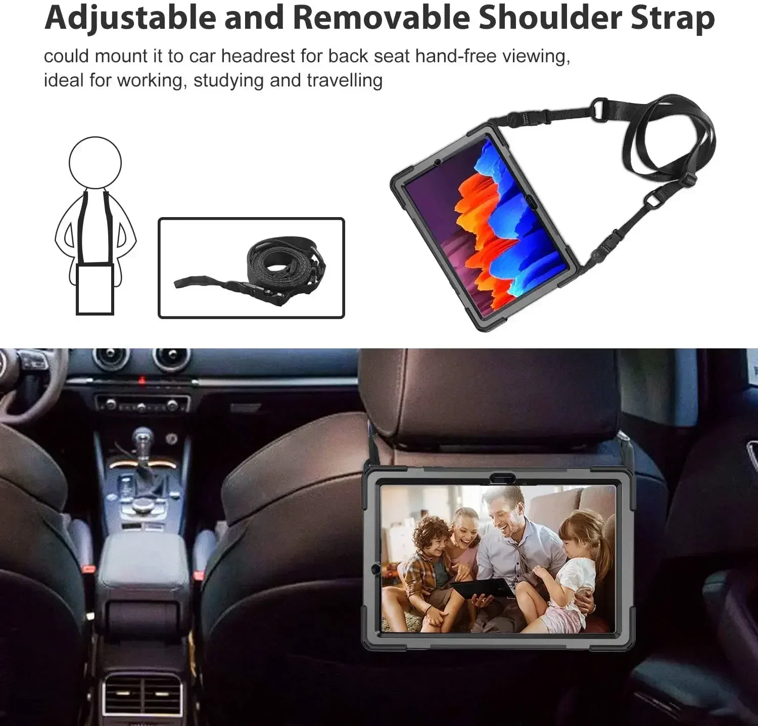 Étui de protection antichoc avec support et poignée pour Samsung Galaxy Tab S7, S8, S9 (Séries FE, Plus, Lite) - Image 5