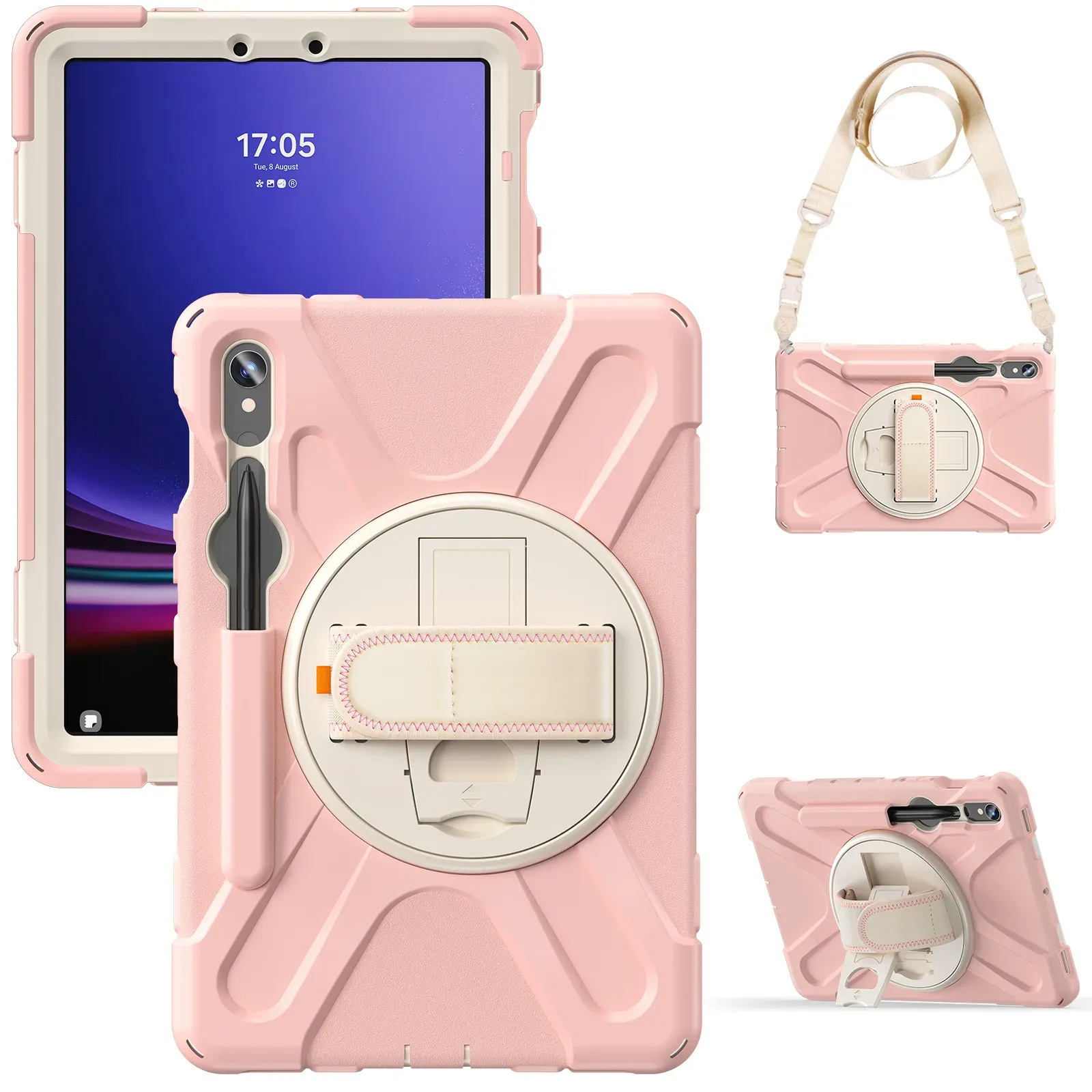 Étui de protection antichoc avec support et poignée pour Samsung Galaxy Tab S7, S8, S9 (Séries FE, Plus, Lite) 11