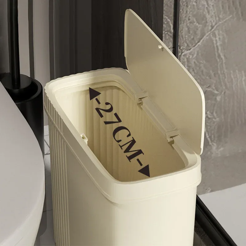 Poubelle de salle de bain étroite avec couvercle à pression - Image 4