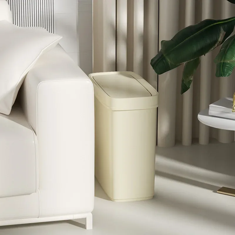 Poubelle de salle de bain étroite avec couvercle à pression - Image 3