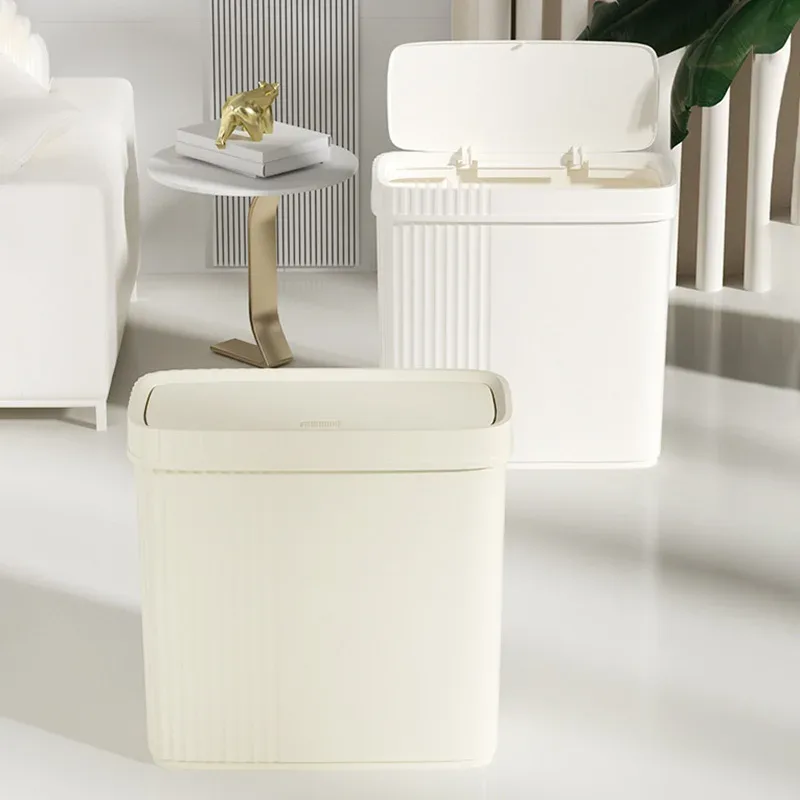 Poubelle de salle de bain étroite avec couvercle à pression - Image 5