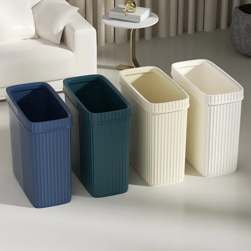 Poubelle de salle de bain étroite avec couvercle à pression - Image 2