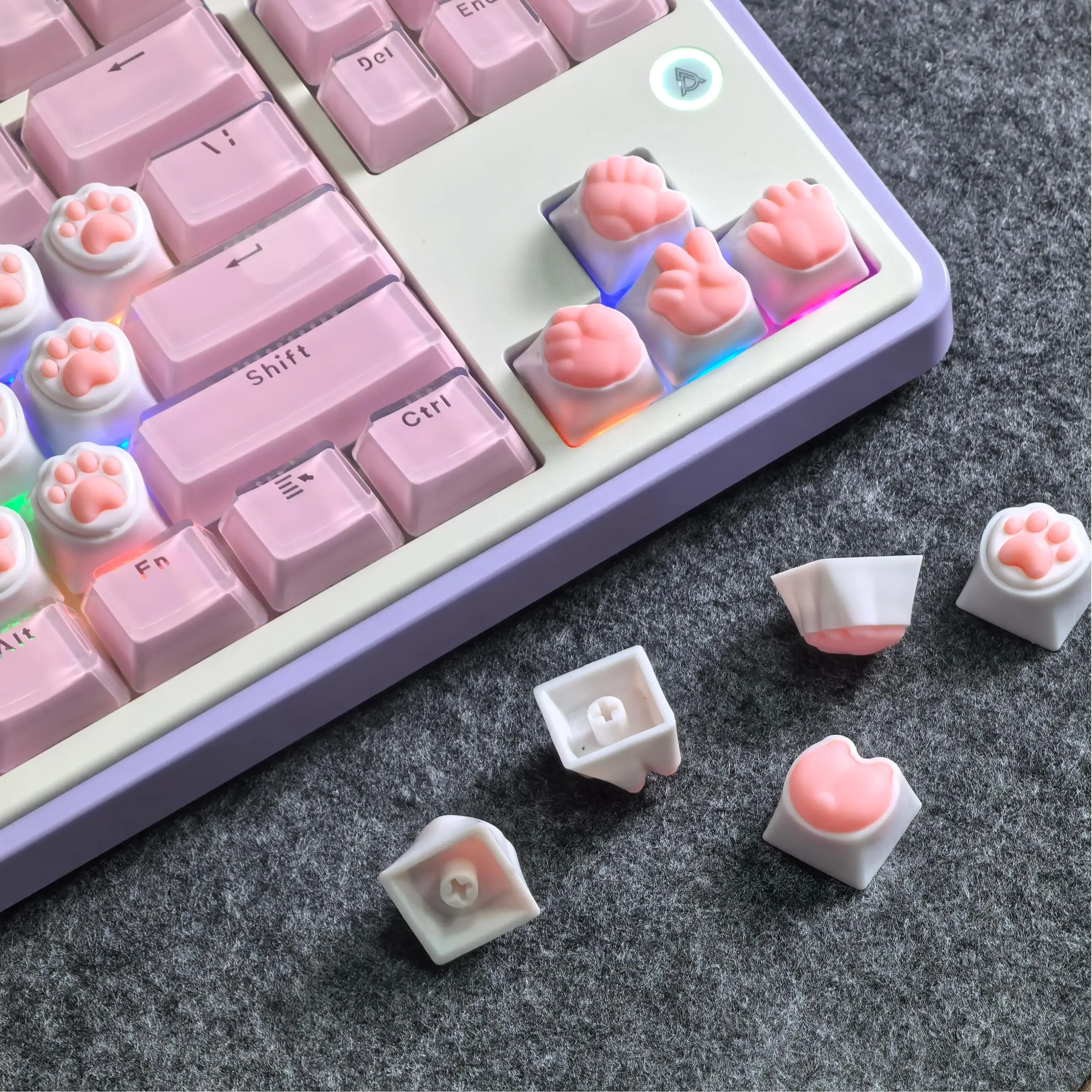 Lot de 4 touches de clavier mécanique en silicone - Design Patte de chat et Corgi - Image 3
