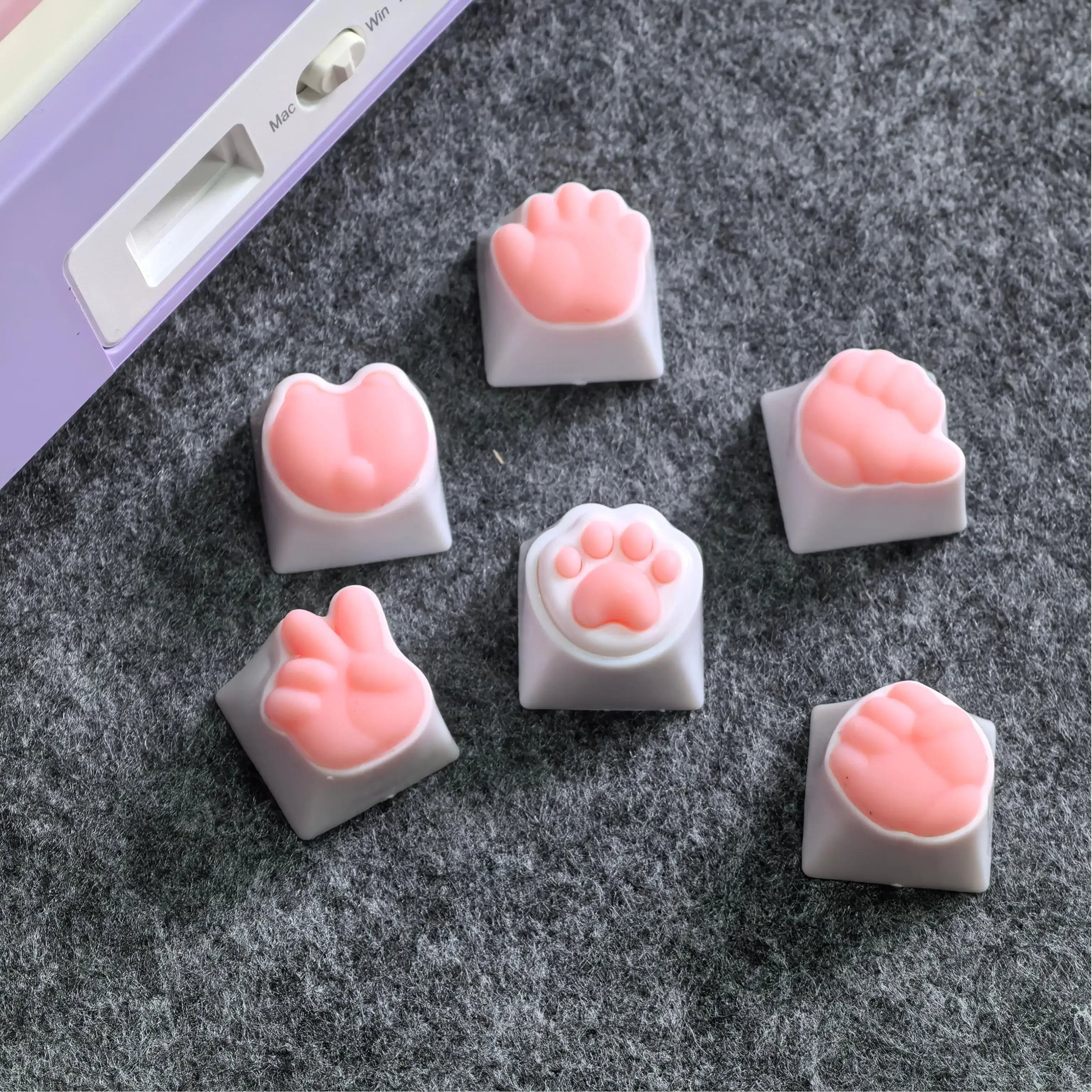 Lot de 4 touches de clavier mécanique en silicone - Design Patte de chat et Corgi - Image 2