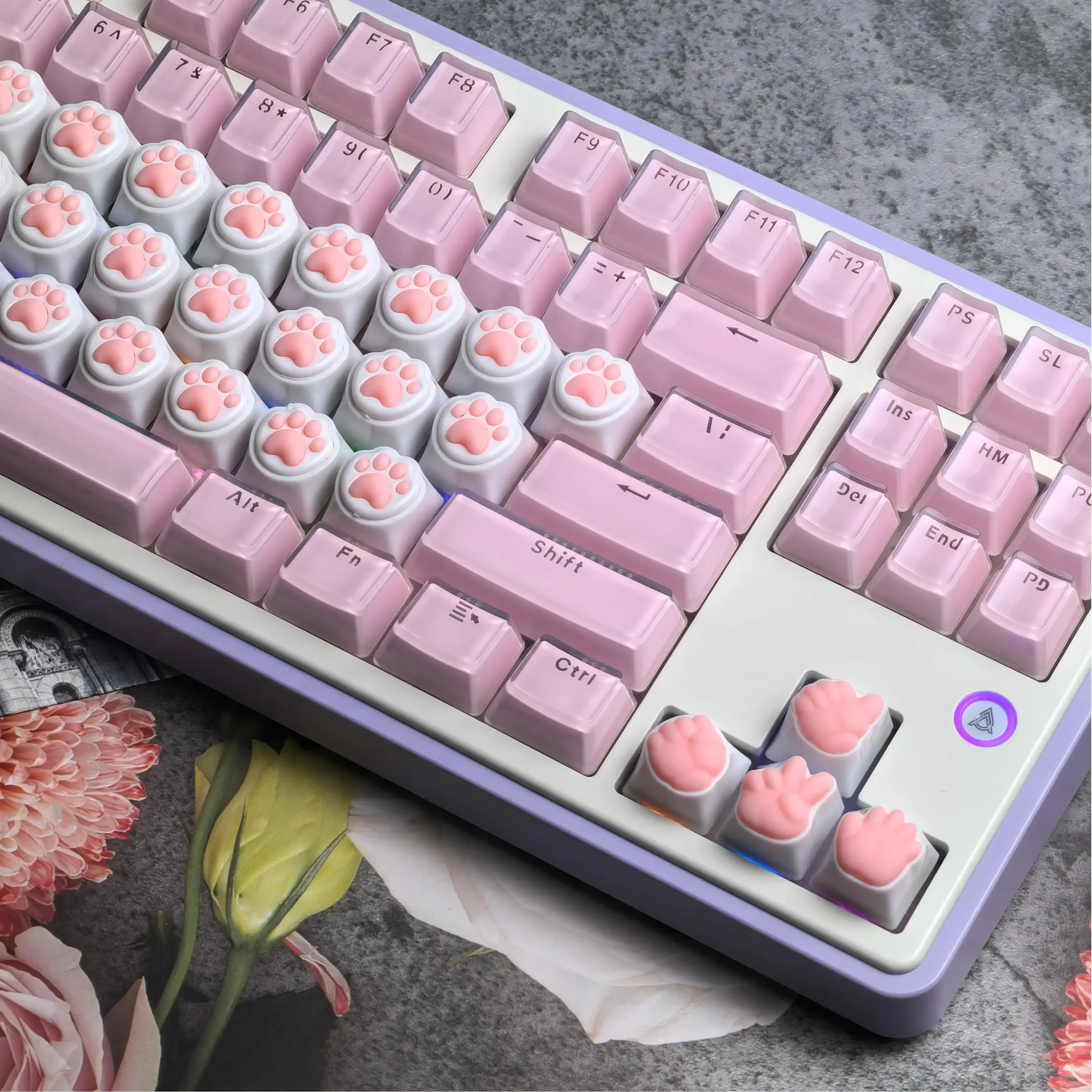Lot de 4 touches de clavier mécanique en silicone - Design Patte de chat et Corgi - Image 4