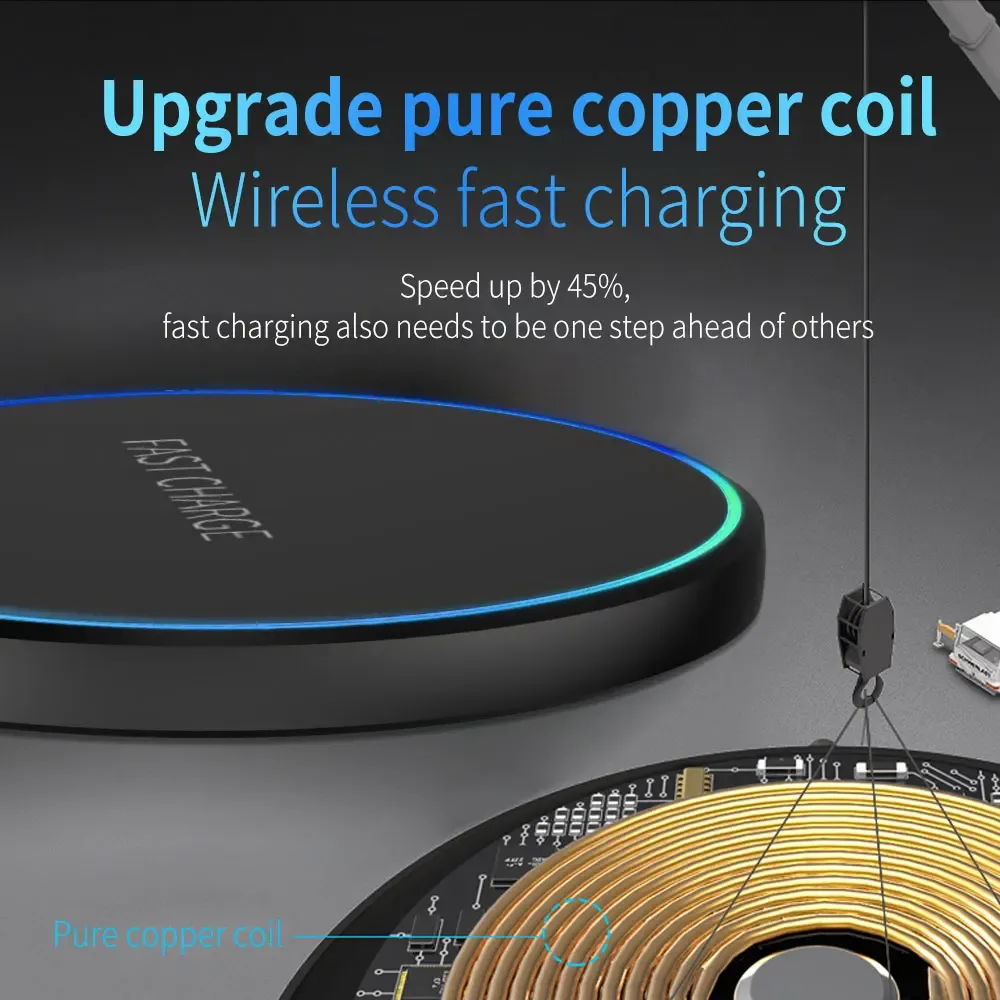 Support de charge sans fil rapide de bureau pour iPhone, Samsung et Xiaomi - Image 3