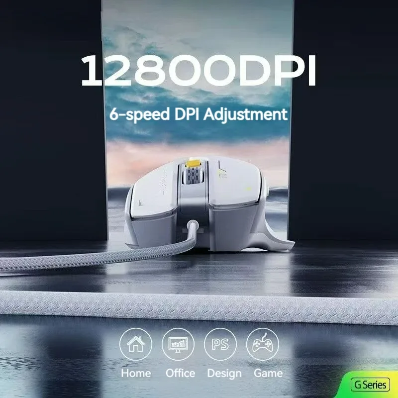 Souris Gamer Filaire Inphic PG1, Rétroéclairage RGB, 12 800 DPI, 6 Boutons Programmables, 1000 Hz - Image 5