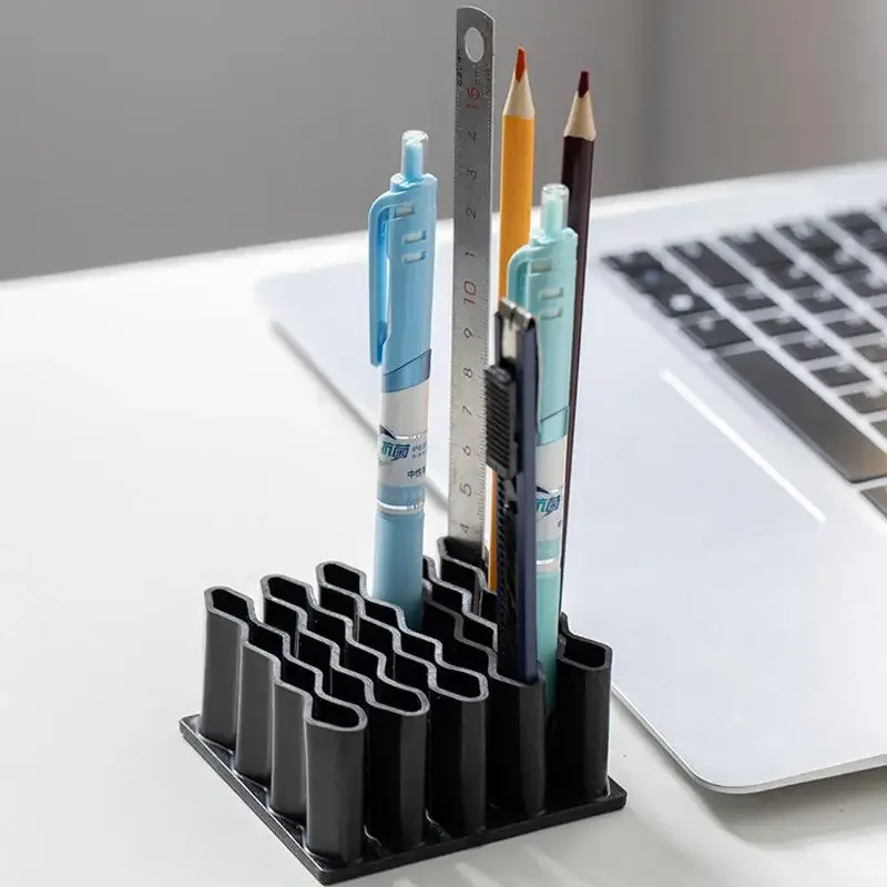 Porte-stylo et organisateur de bureau ondulé en silicone - Image 2