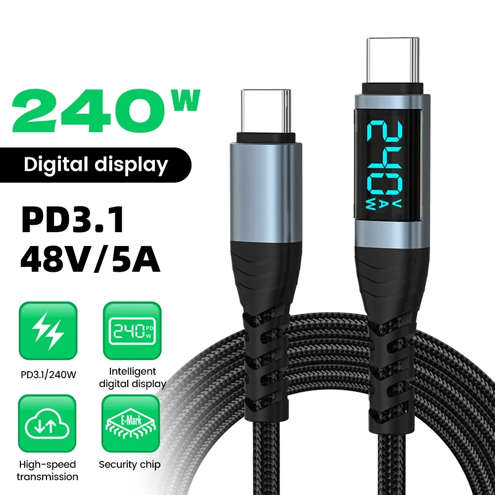 Câble USB-C 240W avec affichage numérique