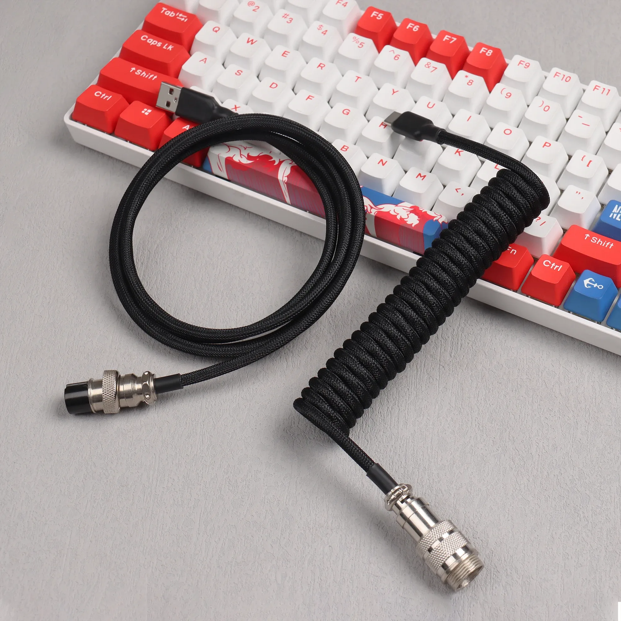 LANO - Câble de clavier en spirale avec connecteur aviateur GX16, USB vers Type-C - Image 1